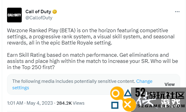 《COD19》战区排位赛模式定于5月10日正式上线，敬请期待！